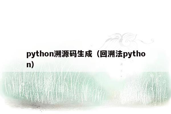 python溯源码生成（回溯法python）